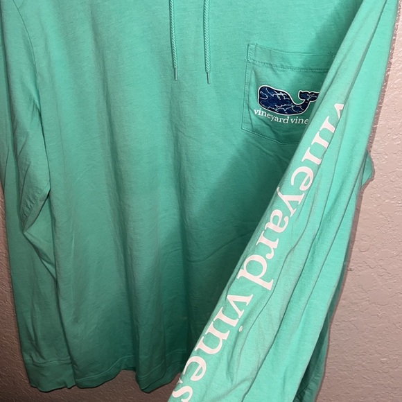 Vineyard Vines Men’s Hooded Long Sleeve Pullover Seafoam Green Shirt - Picture 4 of 8